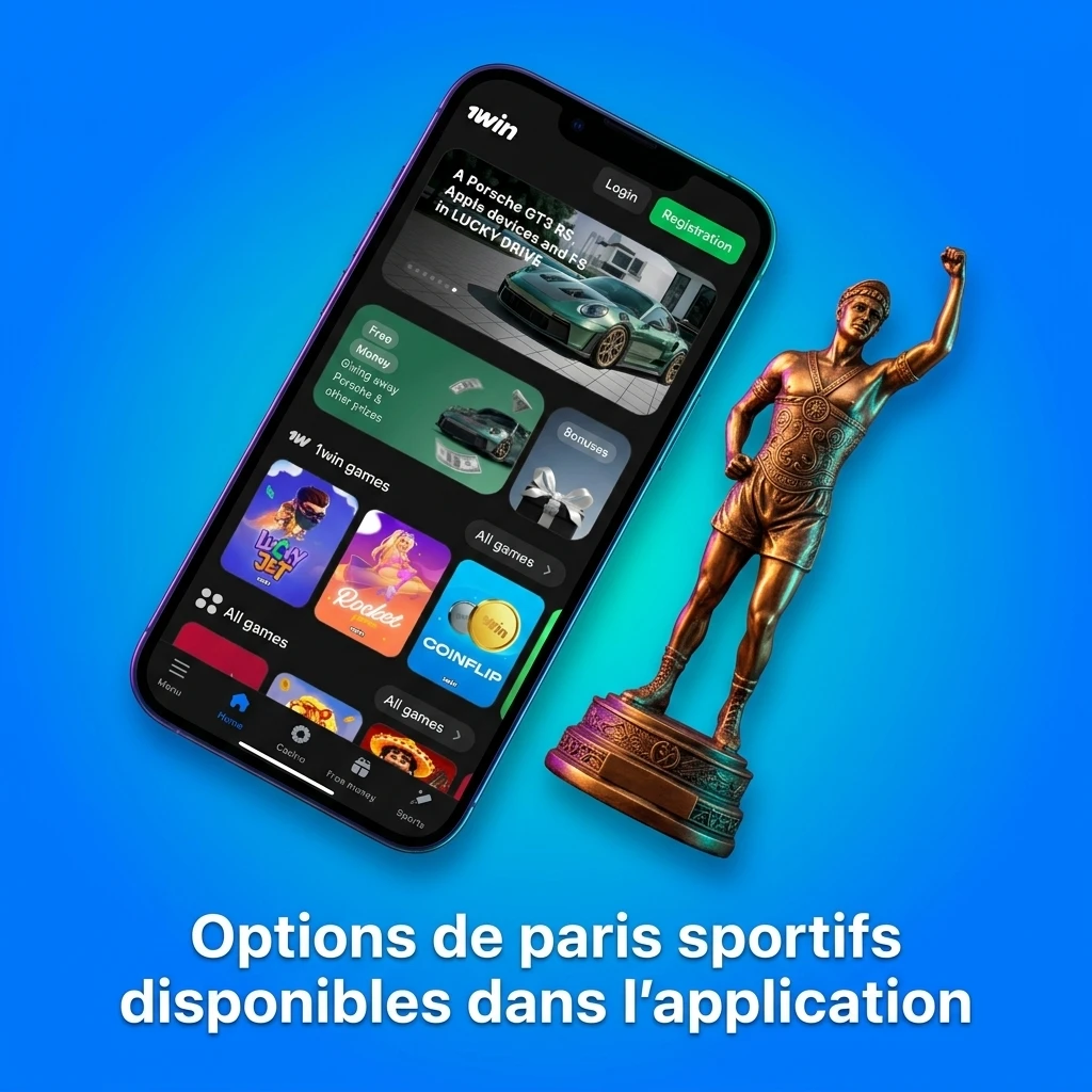 Interface de l'application 1win affichant les options de paris sportifs disponibles pour les parieurs canadiens
