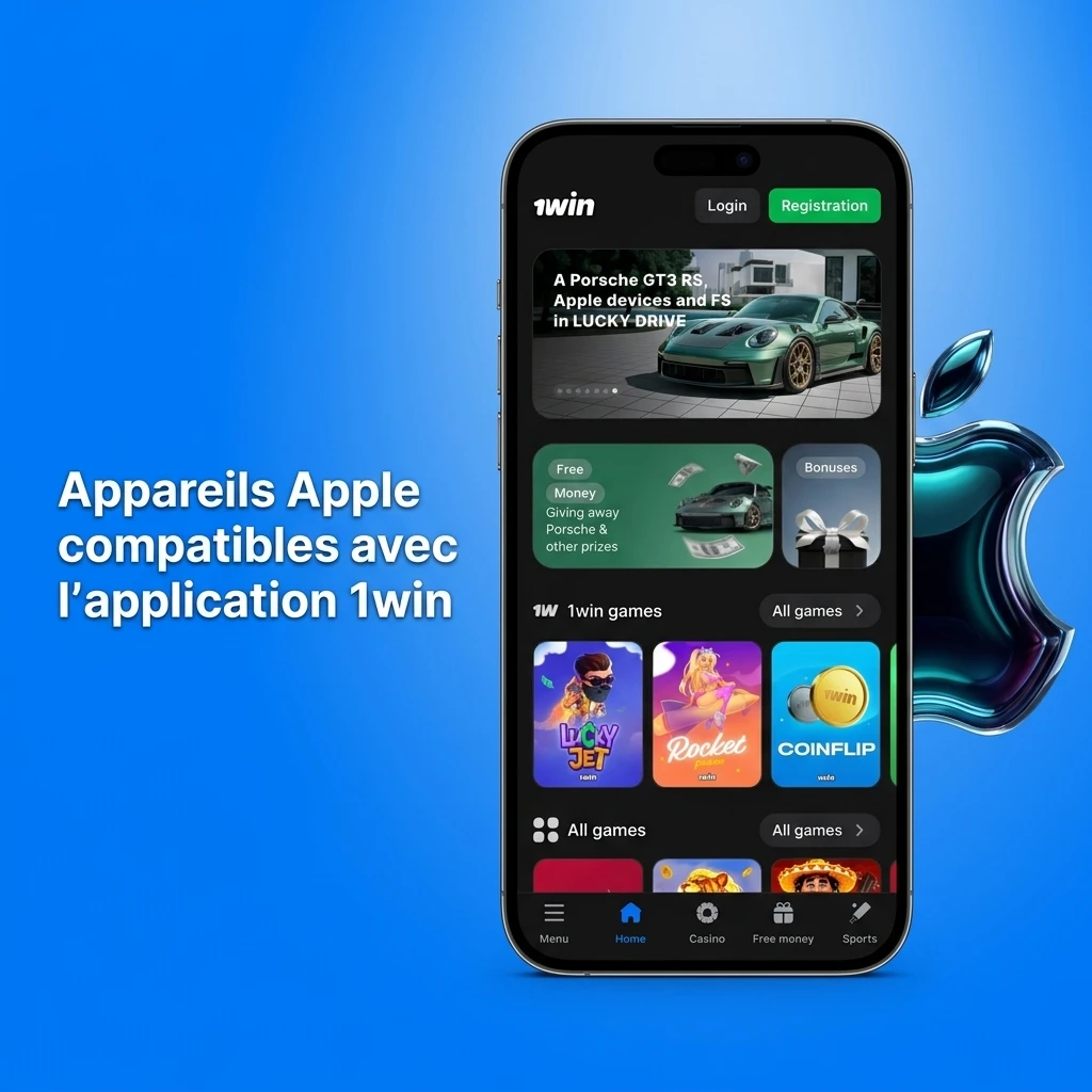 Liste des appareils Apple compatibles avec l'application 1win, incluant iPhone, iPad et iPod Touch récents