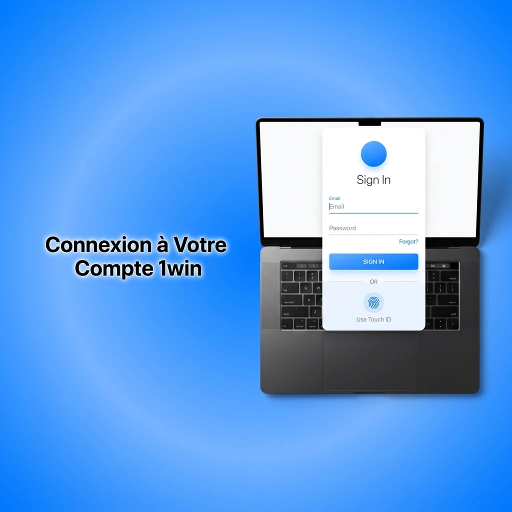 Page de connexion sécurisée au compte 1win avec formulaire d'identifiants et options de récupération de mot de passe