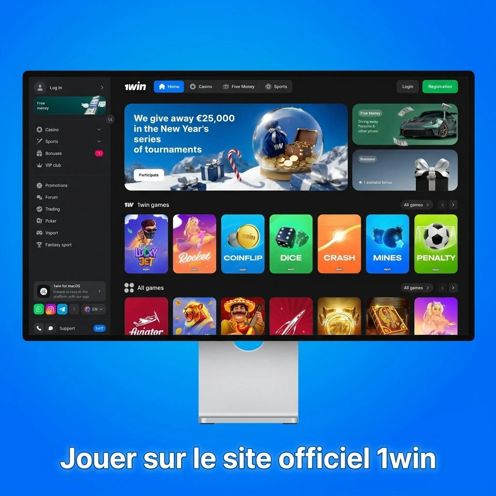 Site officiel 1win accessible sur navigateur PC sans installation, offrant paris sportifs et jeux de casino en direct