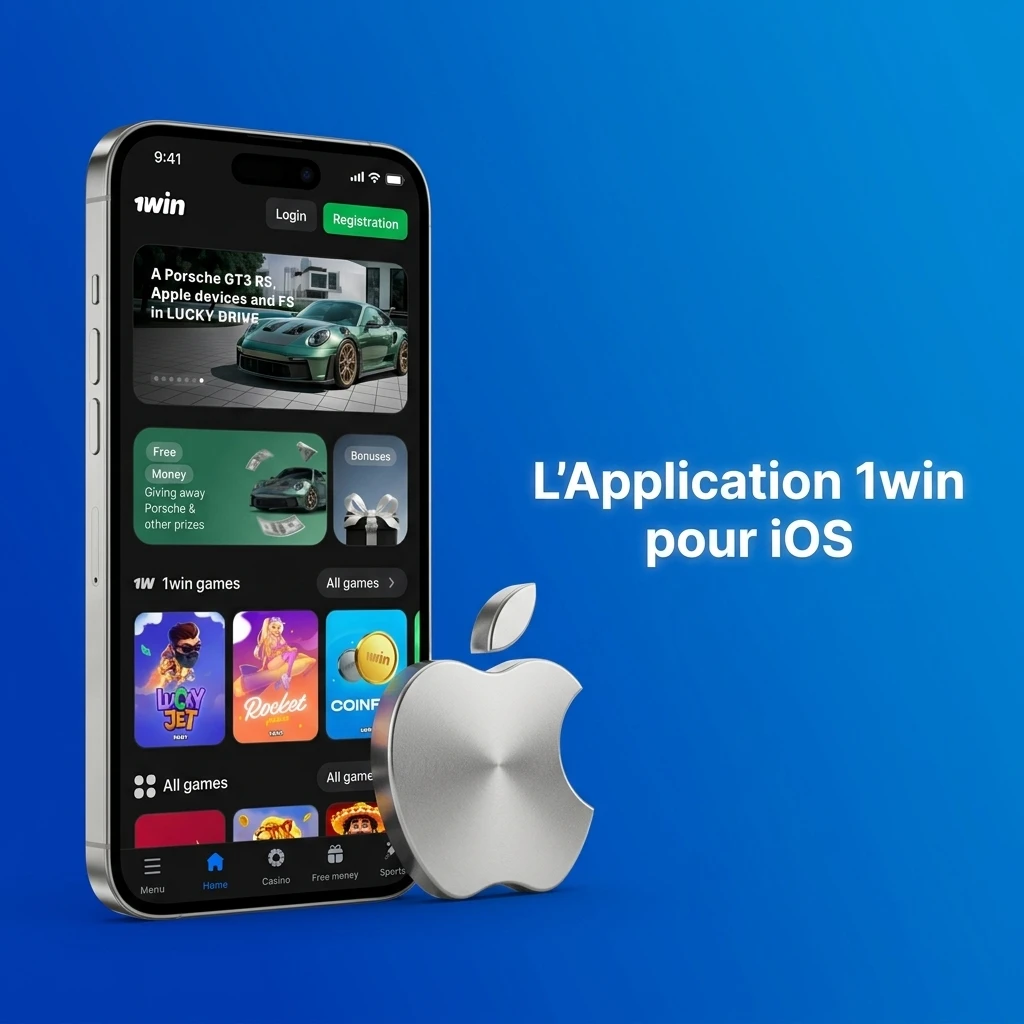 Application mobile 1win sur iPhone et iPad avec interface de paris sportifs et casino en direct sur iOS 12
