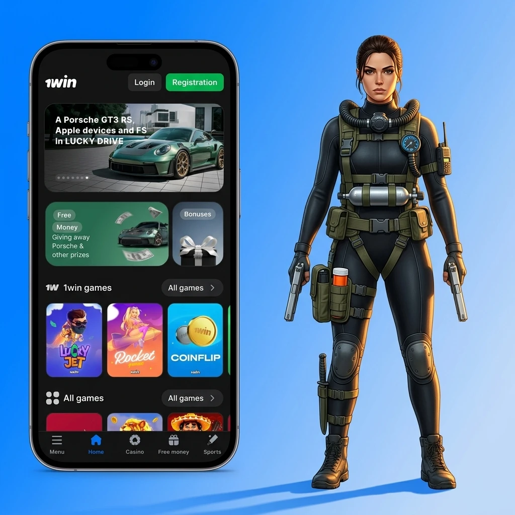 Interface de l'application mobile 1win pour parier sur CS2, avec accès aux marchés esports sur Android et iOS